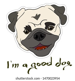 pug dog vector image of an isolated object decal cartoon comics