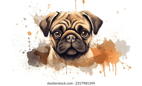 Umarmen Sie Hund in Aquarellfarben-Design, Vektorgrafik.