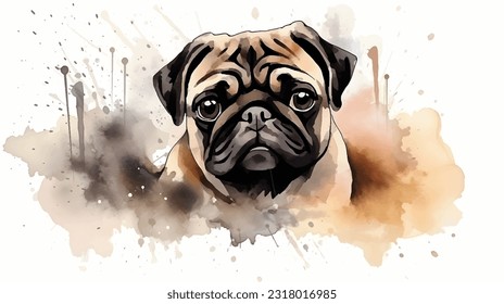 Umarmen Sie Hund in Aquarellfarben-Design, Vektorgrafik.