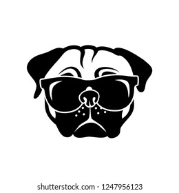 Pug dog wearing sunglasses - vector illustration