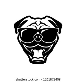 Pug dog wearing sunglasses - vector illustration