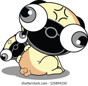 Pug (dog) which looks puzzled.
