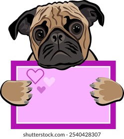 Pug dogs giving message stock illustration on white