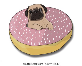Pug in a doughnut