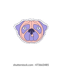Pug Face Bright Hipster Sticker