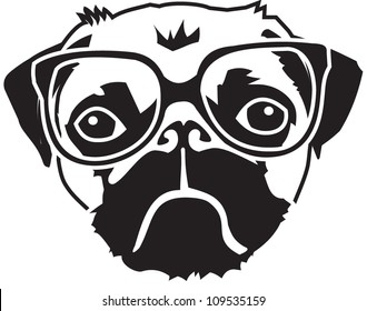 pug with glasses