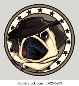pug in hat cartoon