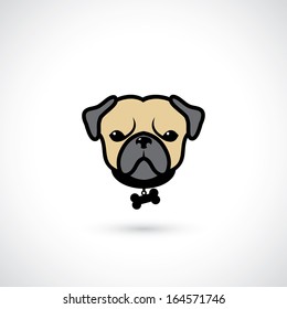 Pug head - vector illustration