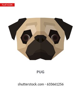 Pug head vector illustration. It can be used as - logo, pictogram, icon, infographic element.