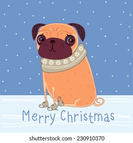 Pug in ice skating