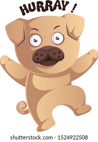 Pug is jumping, illustration, vector on white background.