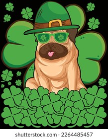 Pug Leprechaun St Patricks Day Dog Boys Men T-Shirt design.