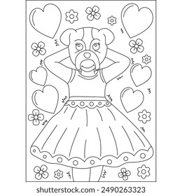 pug love and affection theme coloring book page for kids or grown adults coloring book mindful relaxation activity