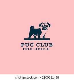 
Pug negative space dog logo mascot icon illustration