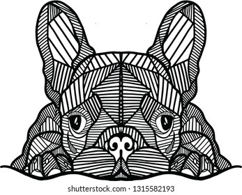 pug poligonal geometric animal face. Hipster animal - Vetorial