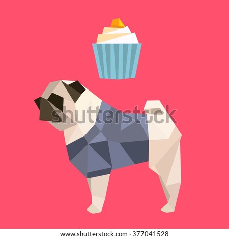 pug polygon cute background