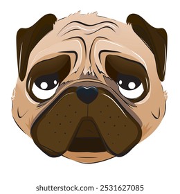 pug, puppy pug, dog, pet, cute, sticker, sad, sad dog, face