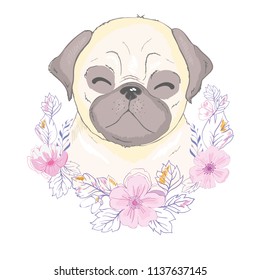 Pug Puppy, illustration, vector cute dog animal