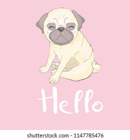 Pug Puppy, illustration, vector cute dog animal