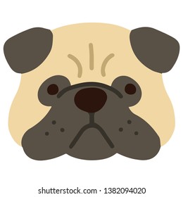 Pug puppy simple flat colored