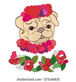 Pug Puppy Valentine's Day vector