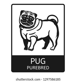 Pug purebred icon. Simple illustration of pug purebred vector icon for web design isolated on white background