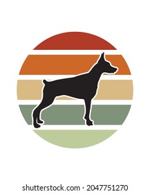 Pug Retro Sunset Design template. Vector design template for logo, badges, t-shirt, POD and book cover. Isolated white background.