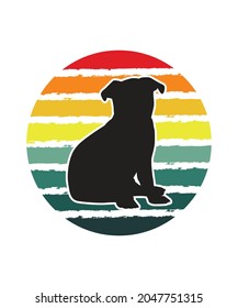 Pug Retro Sunset Design template. Vector design template for logo, badges, t-shirt, POD and book cover. Isolated white background.