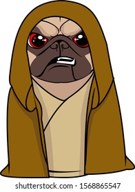 pug in robe vector cartoon 