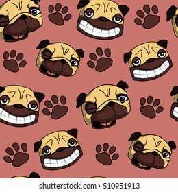 Pug seamless pattern