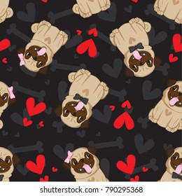 Pug seamless pattern