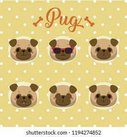 Pug Set Cute