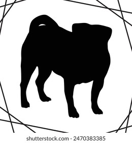 Pug silhouette illustration Design silhouette icon