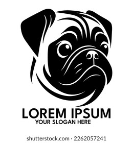 Pug silhouette, logo style vector illustration