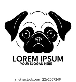 Pug silhouette, logo style vector illustration