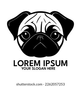 Pug silhouette, logo style vector illustration