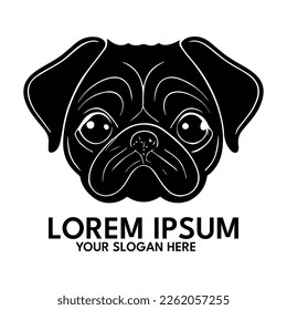 Pug silhouette, logo style vector illustration