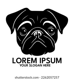 Pug silhouette, logo style vector illustration