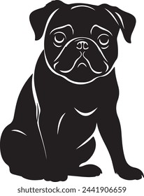 Pug Silhouette Vektor-Illustration Weißer Hintergrund