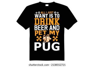 pug t-shirt design vector  file 