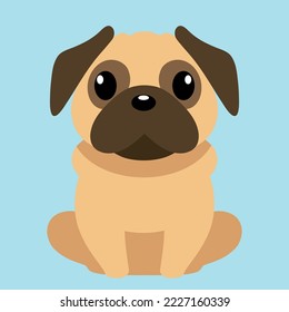 Pug vector flat illustration in flat style