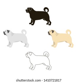 Pug vector icon in cartoon,black style for web