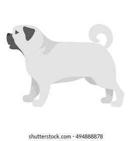 Pug vector icon in monochrome style for web