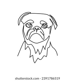 Pug vector illustration drawn in line art style