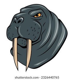 Pug. Vector illustration of a polar animal cartoon. Angry animal. Odobenus rosmarus