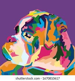 pugdog head and body with background.colorful.vector eps10-editable