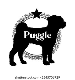 Puggle dog silhouette, dog, dog breeds,  vector, silhouette, logo design, animal, illustration, icon, sign, black, pet