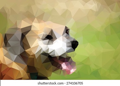 Puggle Dog Vector background  in Low Poly / Polygonal  style. 