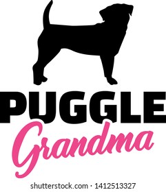 Puggle Grandma silhouette in black