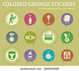 pugilism colored grunge icons with sweats glue for design web and mobile applications